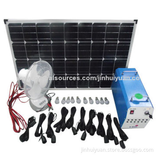 18V 100W Solar Power System with 12V 120Ah Lead-acid Battery, 10pcs LED Lamp and One Fan